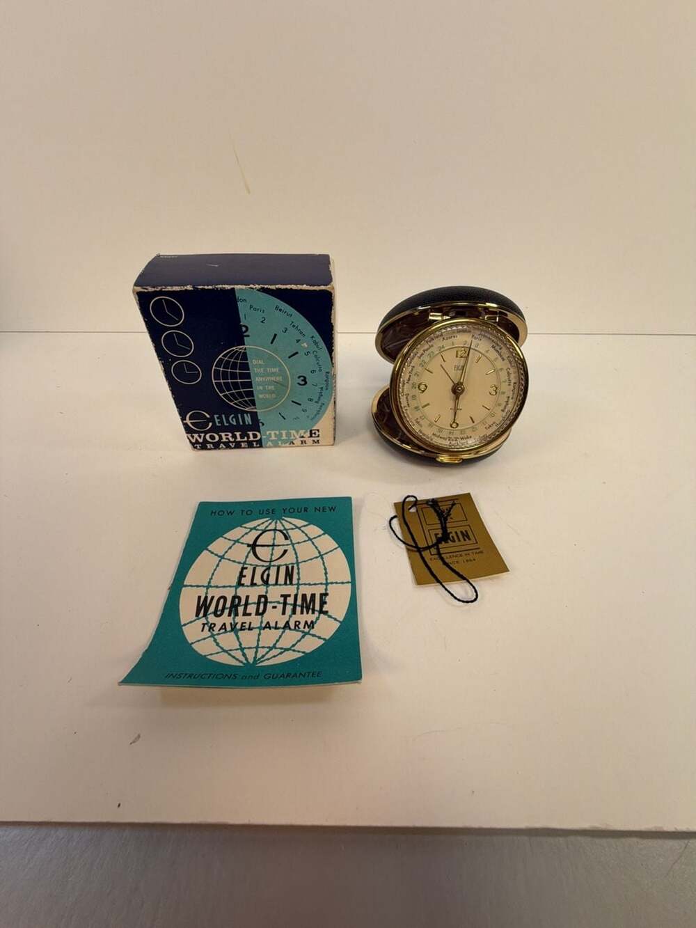 Vintage Elgin World-Time Travel Alarm Clock Style No. 51-8989